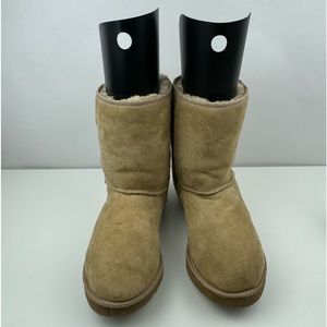 UGG Australia Womens Classic‎ Short Sand Suede Sheepskin Boots Vintage